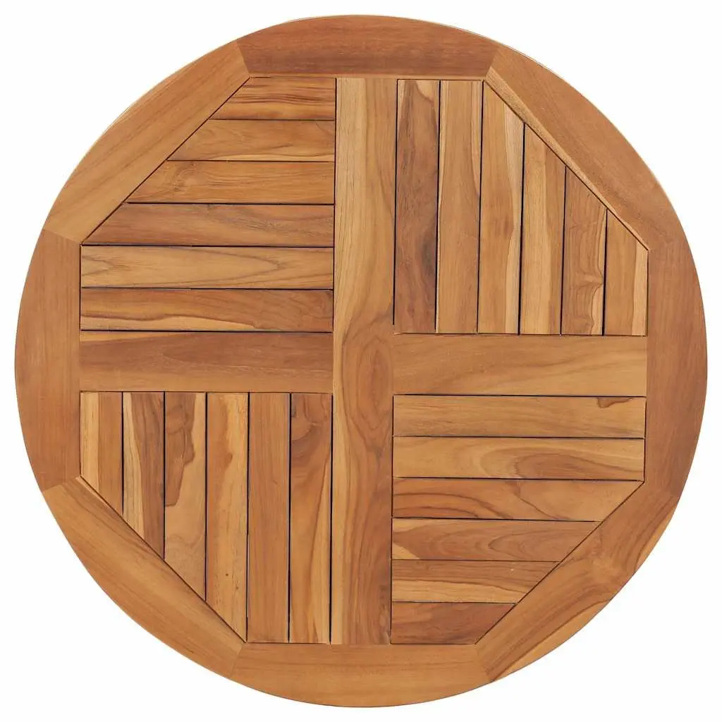 Teak Wood Round Table Top Brown 80cm Diameter Durable Weather Resistant