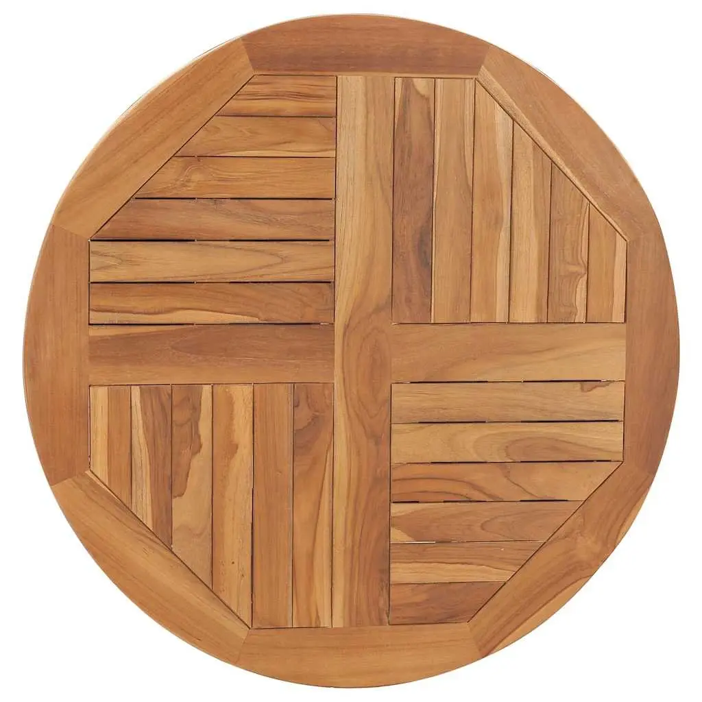 Teak Wood Round Table Top Brown 80cm Diameter Durable Weather Resistant