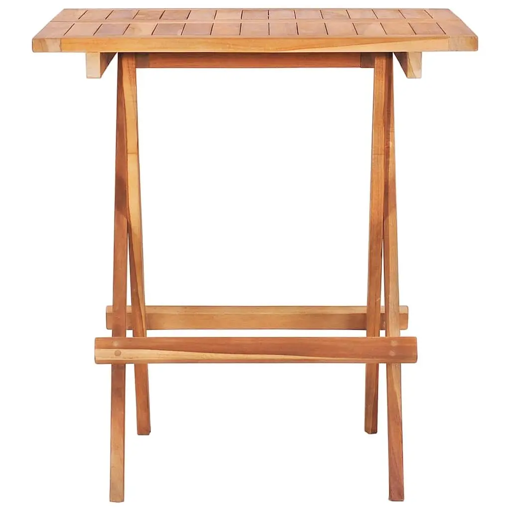 Folding Bistro Table 60x60x65 cm Brown Outdoor Garden Dining Teak Wood Furniture