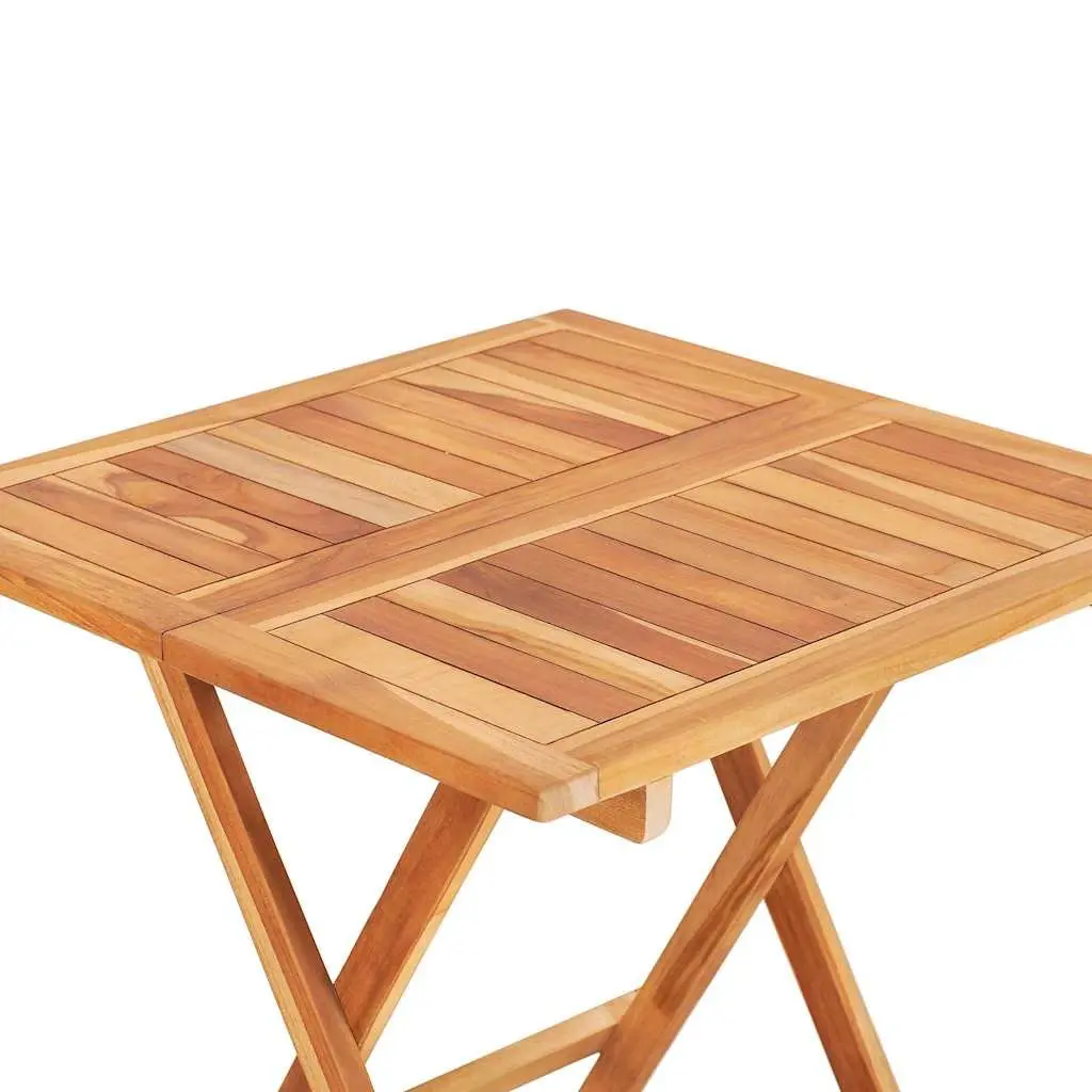 Folding Bistro Table 60x60x65 cm Brown Outdoor Garden Dining Teak Wood Furniture