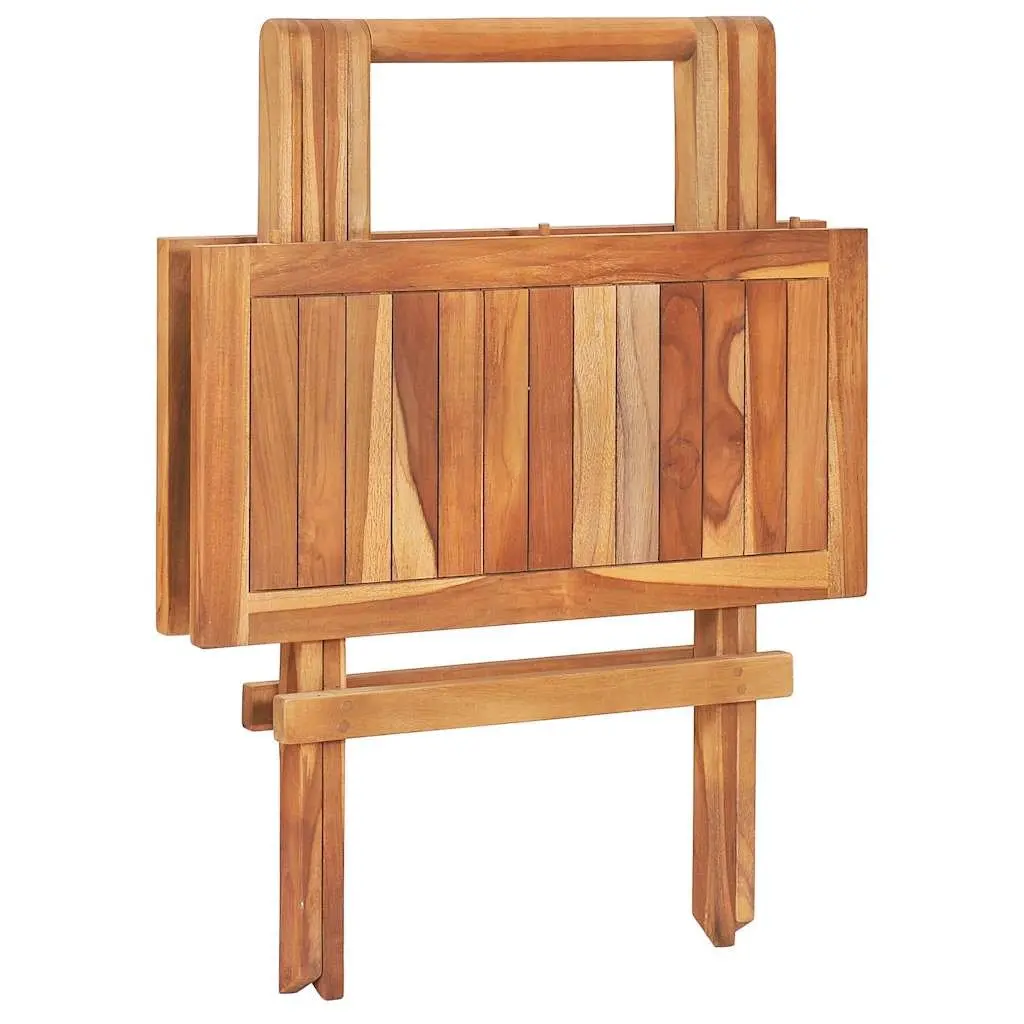 Folding Bistro Table 60x60x65 cm Brown Outdoor Garden Dining Teak Wood Furniture