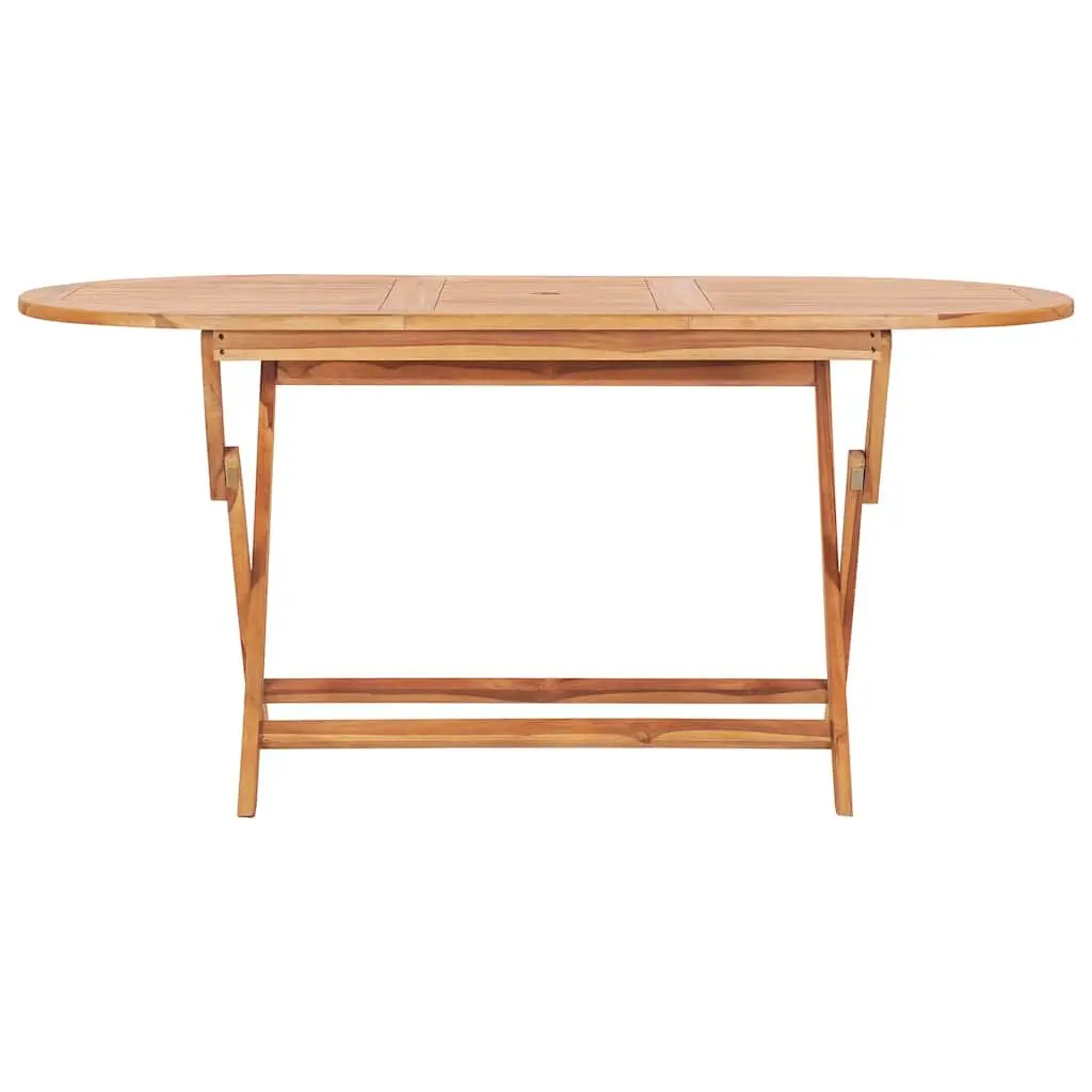 Folding Dining Table Brown 160x80cm Solid Teak Wood Weather Resistant Outdoor Furniture