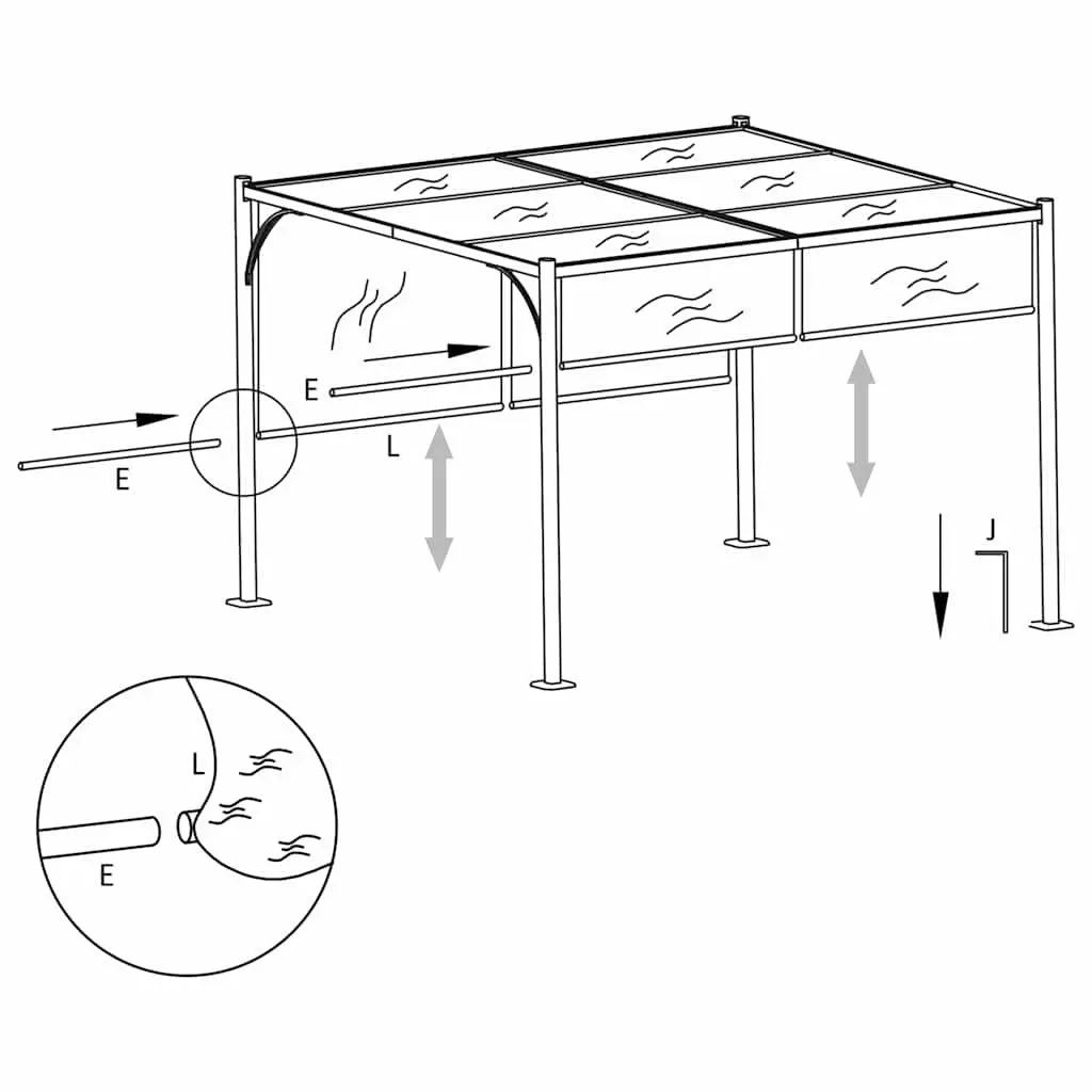 Garden Pergola Anthracite 3x3m Retractable Sliding Roof Shade Outdoor Structure