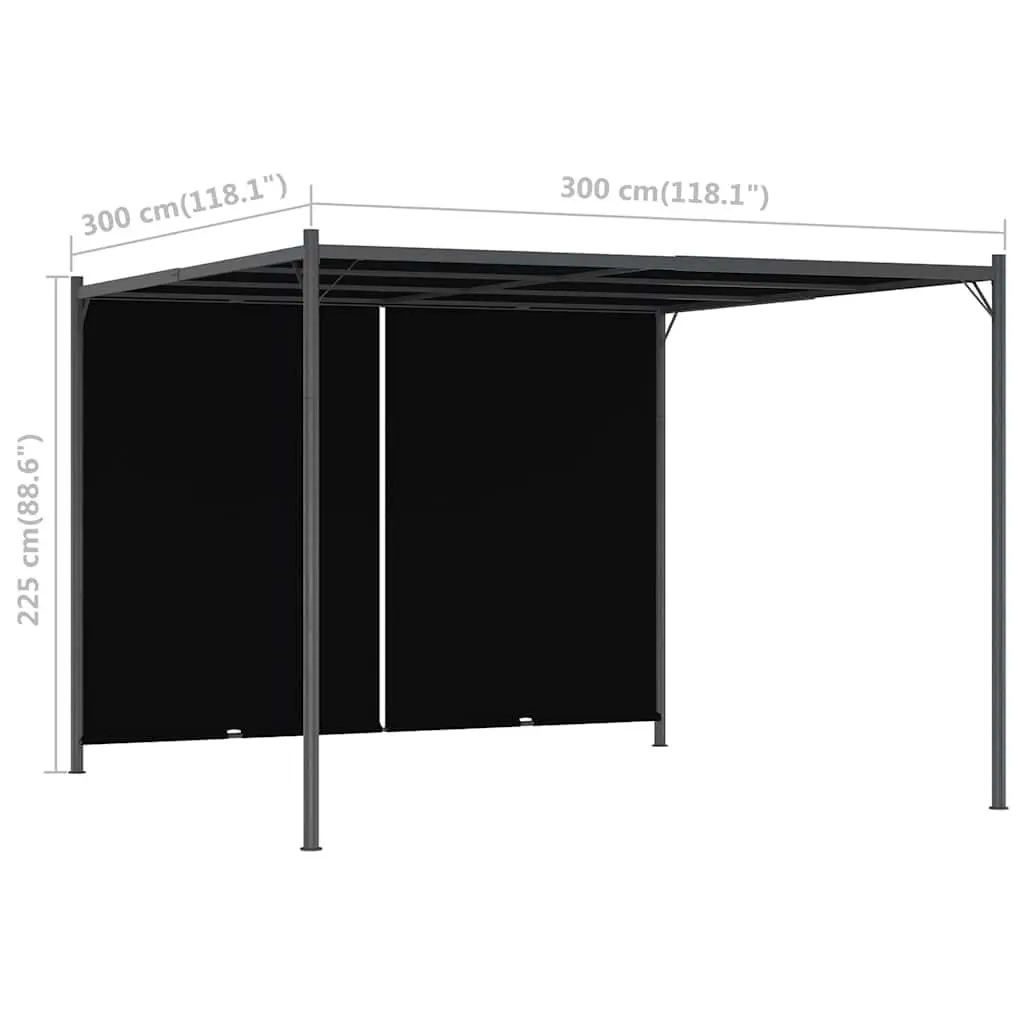Garden Pergola Anthracite 3x3m Retractable Sliding Roof Shade Outdoor Structure