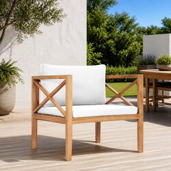 Compact Teak Wood Outdoor Chair with Cushions