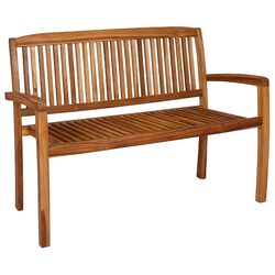 Compact Stacking Teak Bench for Outdoor Use