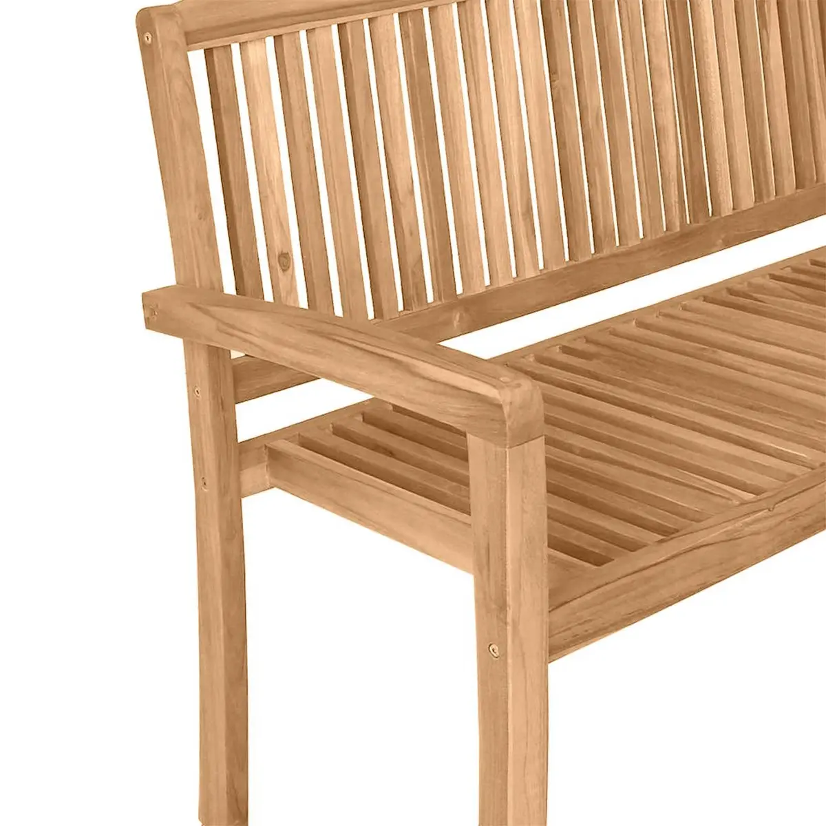 2-Seater Outdoor Stacking Bench 120cm Teak Wood Garden Patio Seating Furniture