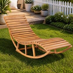 Stylish Teak Wood Rocking Lounger for Relaxation