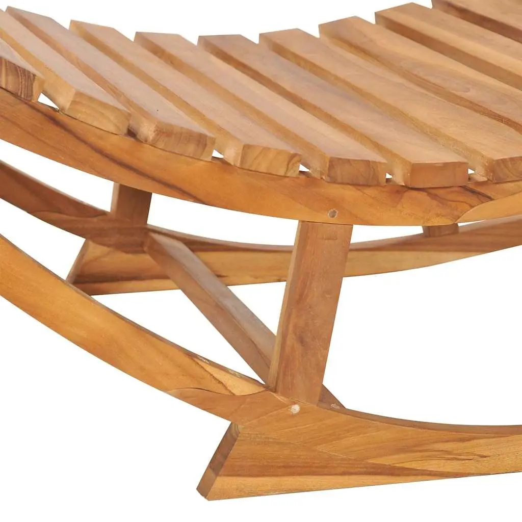 Rocking Sun Lounger Brown Teak Wood Outdoor Garden Relaxation Chair