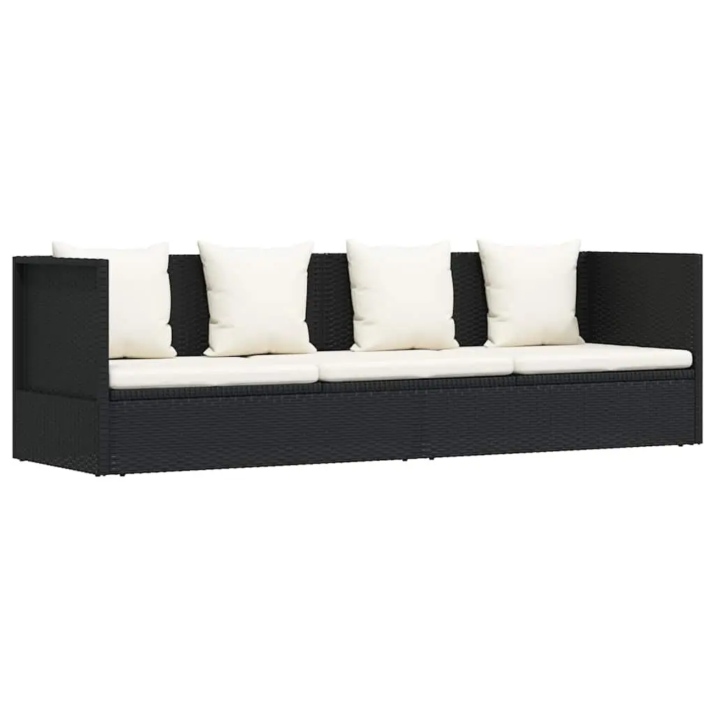 Garden Sun Lounger Bed Adjustable Outdoor Rattan Lounge with Cushion Pillows