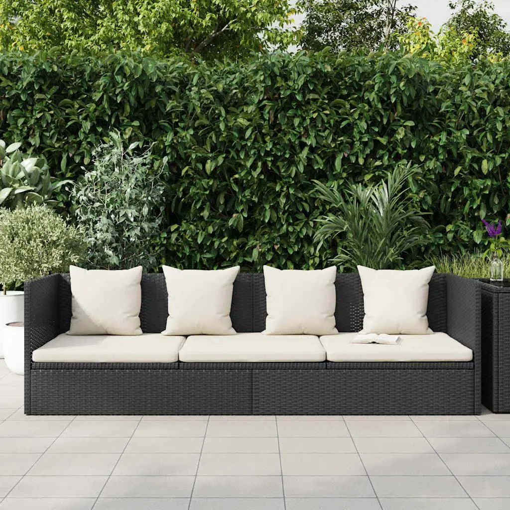 Garden Sun Lounger Bed Adjustable Outdoor Rattan Lounge with Cushion Pillows
