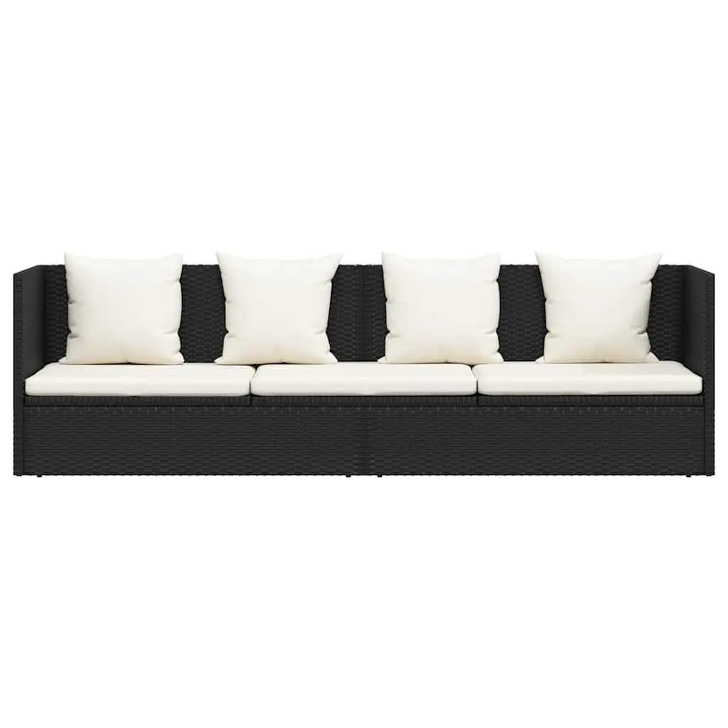 Garden Sun Lounger Bed Adjustable Outdoor Rattan Lounge with Cushion Pillows