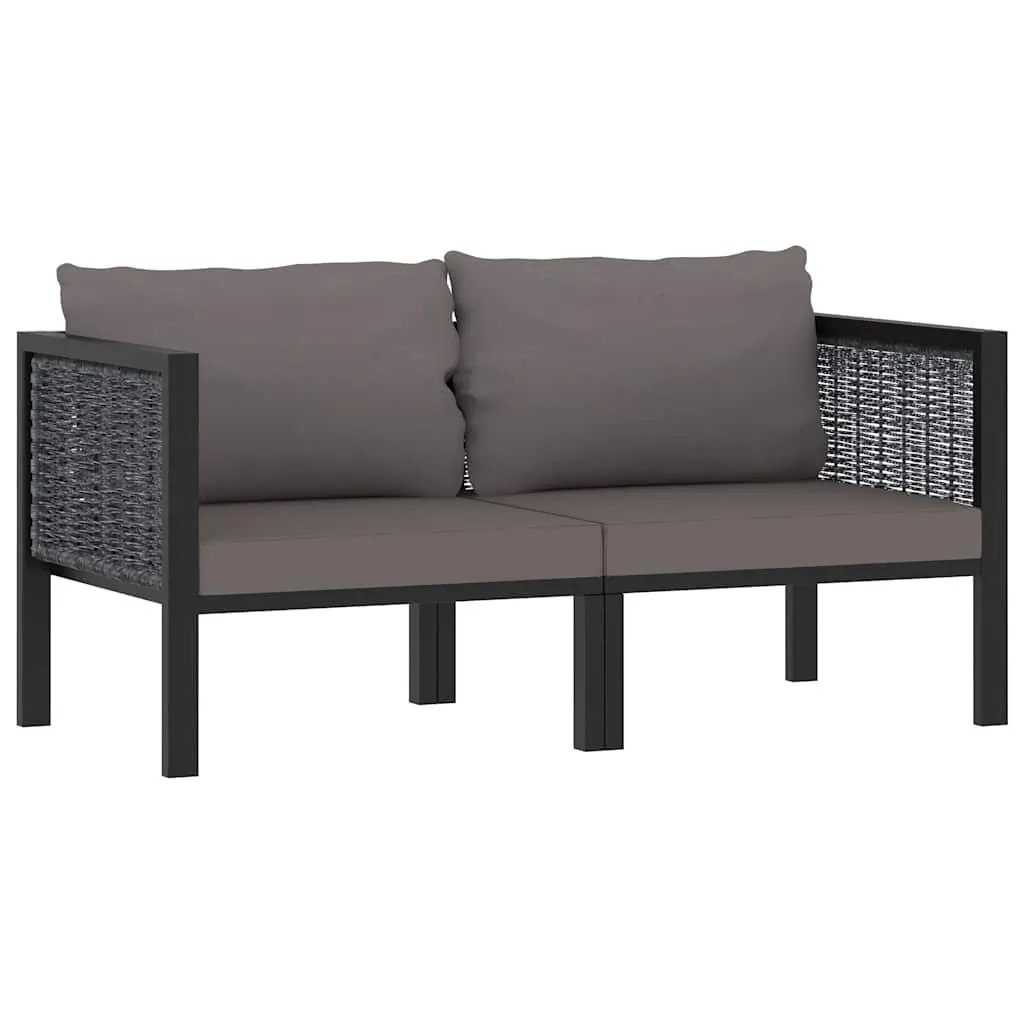 2-Seater Outdoor Sofa Anthracite Hand-Woven Poly Rattan Powder-Coated Aluminium Frame