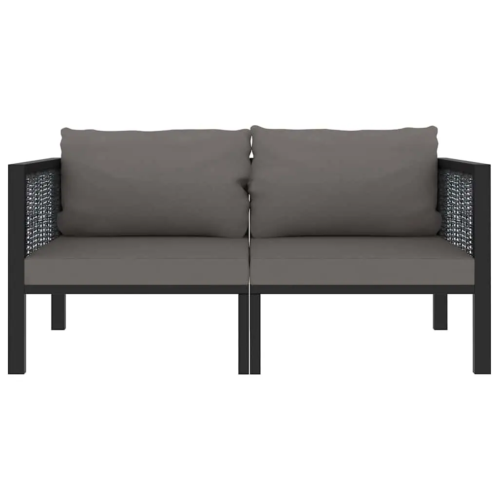 2-Seater Outdoor Sofa Anthracite Hand-Woven Poly Rattan Powder-Coated Aluminium Frame