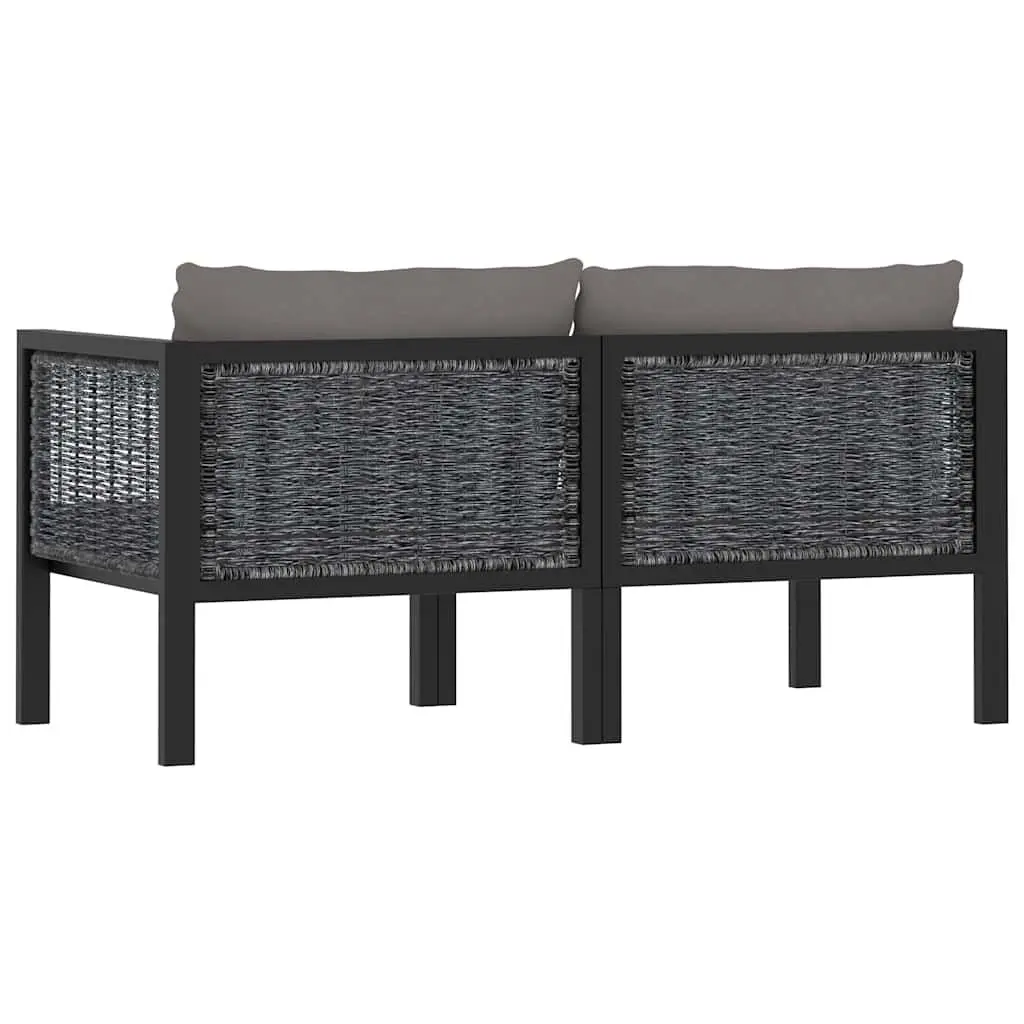 2-Seater Outdoor Sofa Anthracite Hand-Woven Poly Rattan Powder-Coated Aluminium Frame