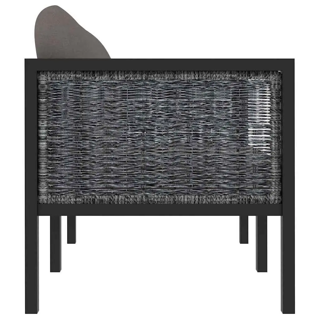 2-Seater Outdoor Sofa Anthracite Hand-Woven Poly Rattan Powder-Coated Aluminium Frame