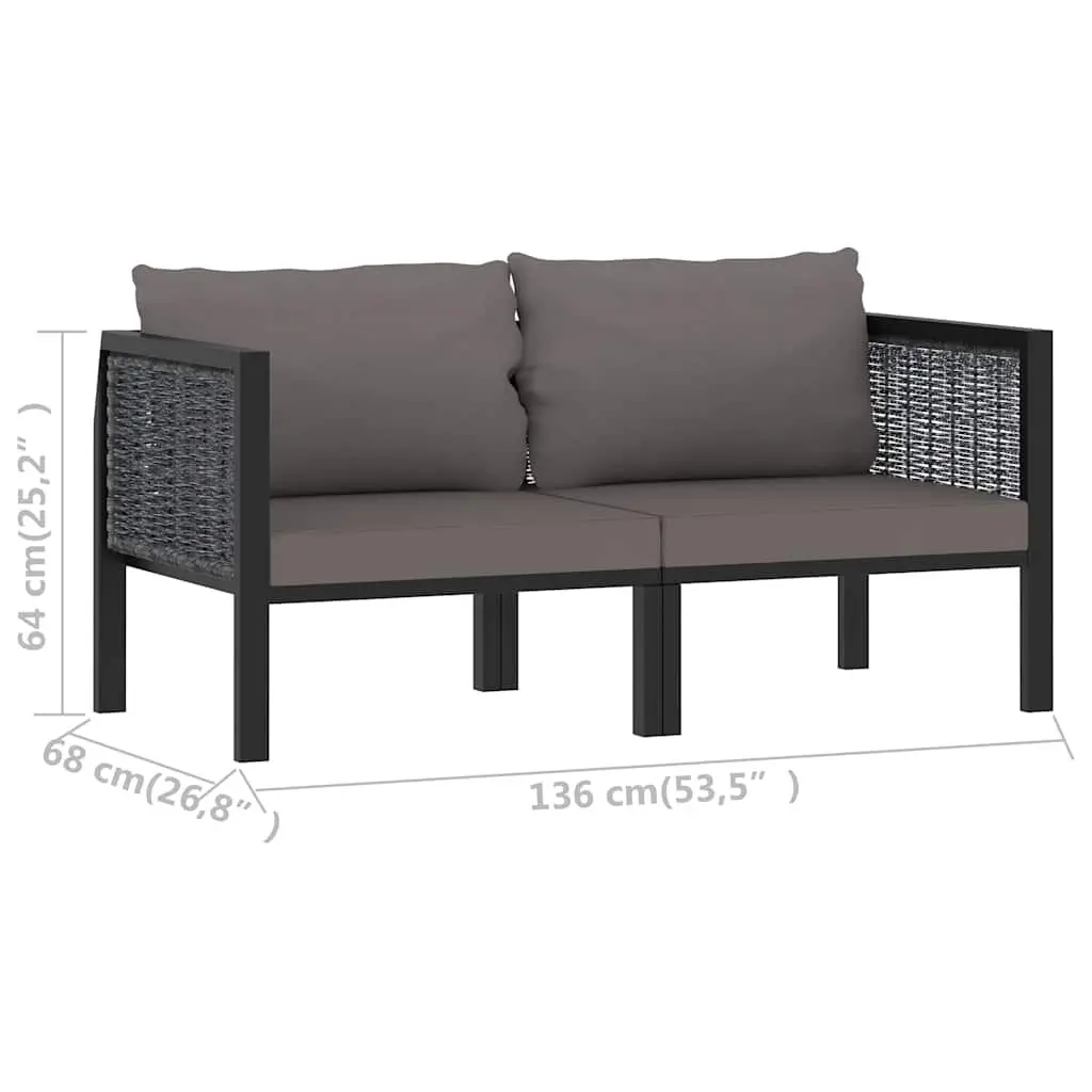 2-Seater Outdoor Sofa Anthracite Hand-Woven Poly Rattan Powder-Coated Aluminium Frame