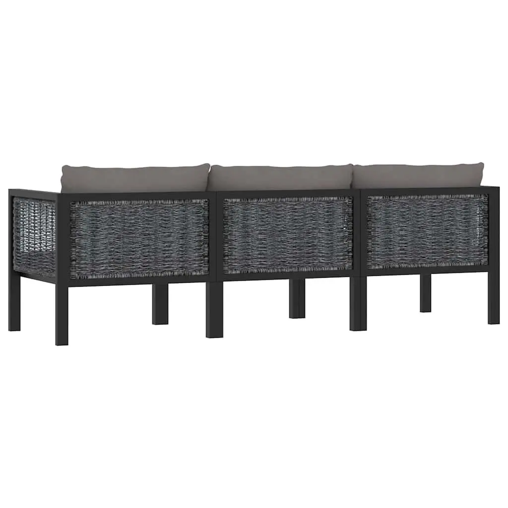 3-Seater Sofa Anthracite Hand-Woven Poly Rattan Lounge Weather-Resistant Garden Patio Furniture