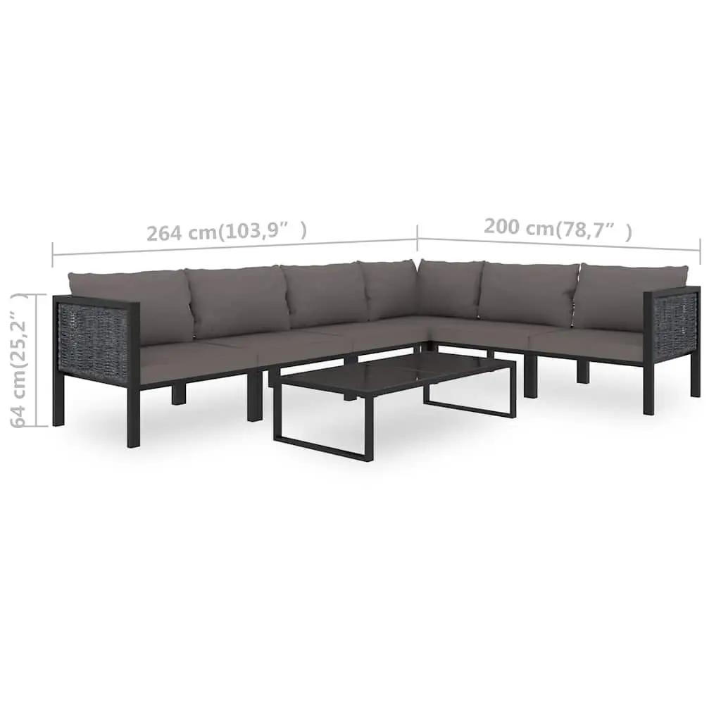 Garden Lounge Set 7 Piece Poly Rattan Outdoor Furniture Modular Patio Sofa with