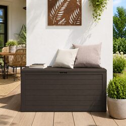 Brown Storage Box for Outdoor Cushions