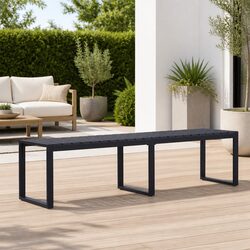 Outdoor Garden Bench 180cm Black Seating Contemporary Design Iron Frame Chair
