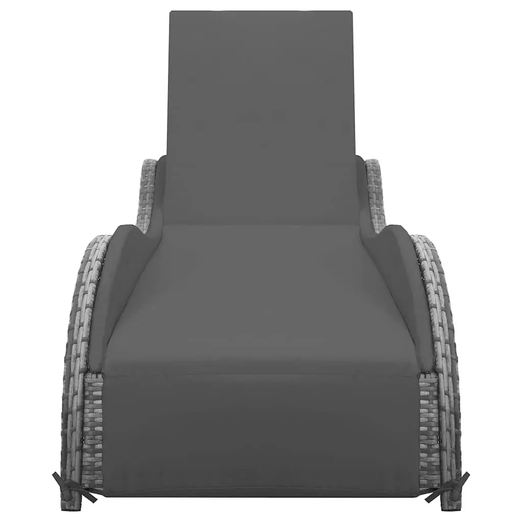 Sun Lounger Anthracite Adjustable Outdoor Daybed Poly Rattan Garden Patio Lounge Chair