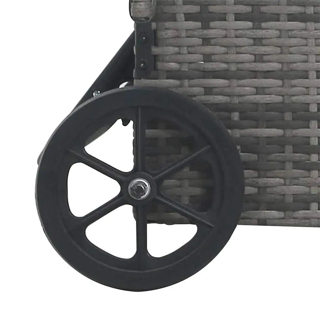Sun Lounger Anthracite Adjustable Backrest with Wheels Rattan Garden Patio Lounge Chair