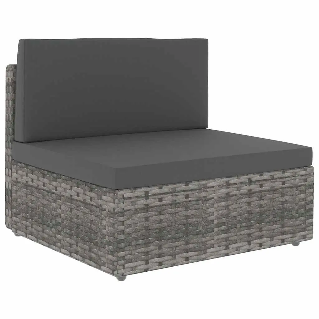 Outdoor Sectional Sofa Grey 3-Seater Weather-resistant PE Rattan Modular Garden Lounge Couch
