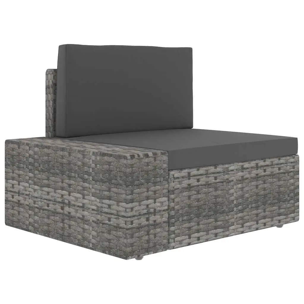 Outdoor Sectional Sofa Grey 3-Seater Weather-resistant PE Rattan Modular Garden Lounge Couch