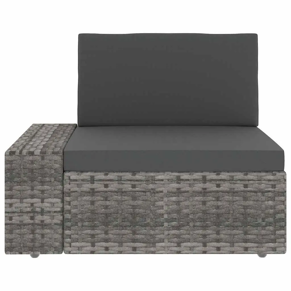 Outdoor Sectional Sofa Grey 3-Seater Weather-resistant PE Rattan Modular Garden Lounge Couch