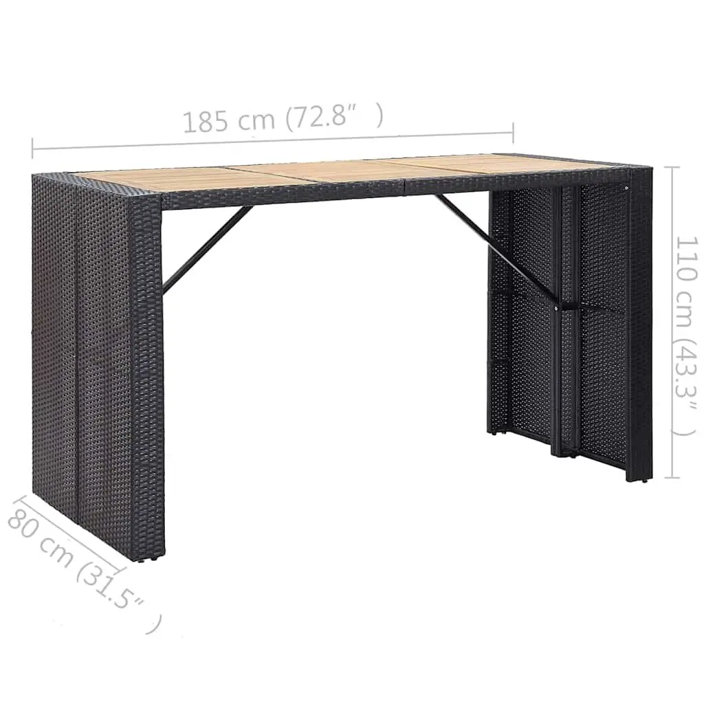 7 Piece Outdoor Bar Set with Cushions Poly Rattan Garden Patio Furniture Black
