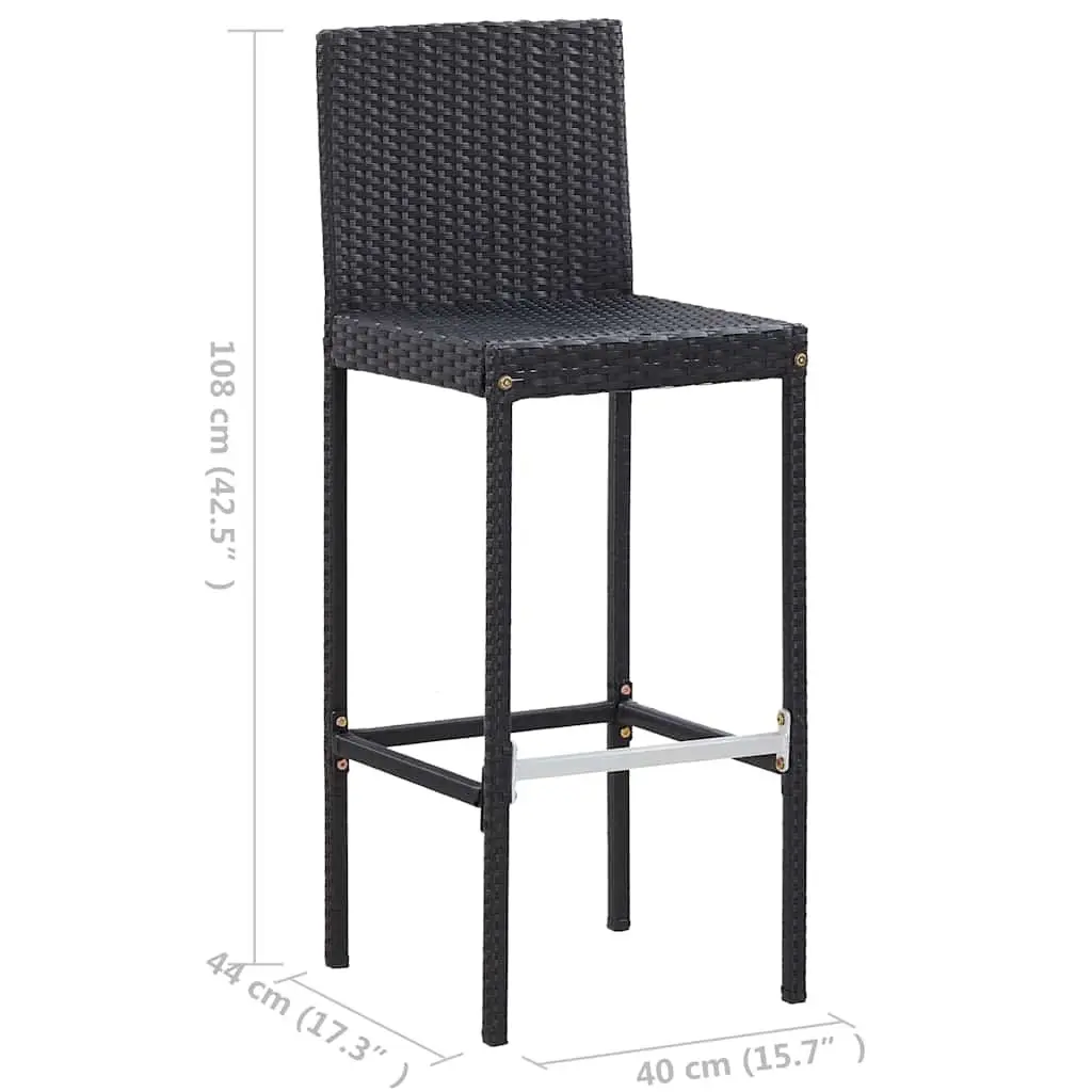 7 Piece Outdoor Bar Set with Cushions Poly Rattan Garden Patio Furniture Black
