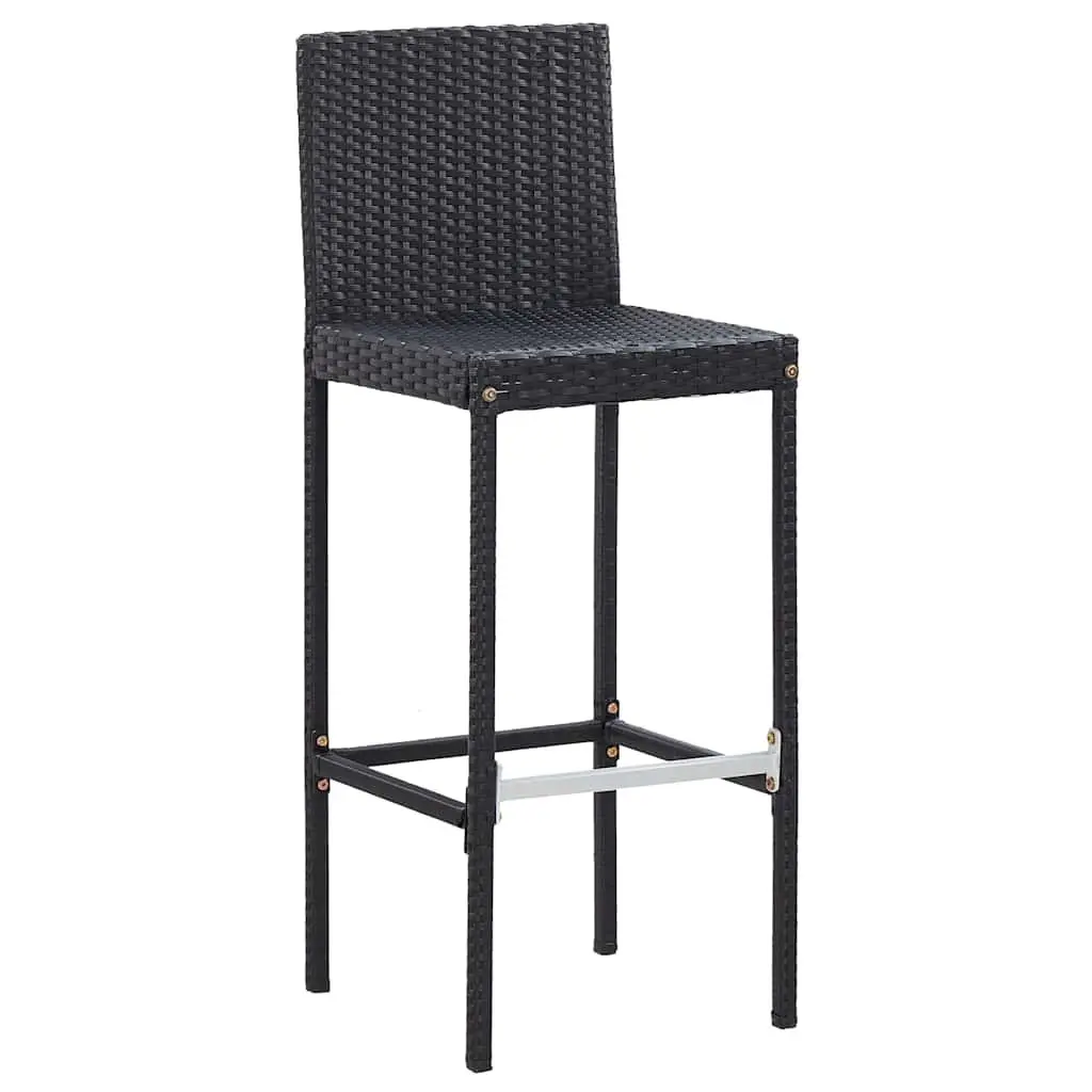 7 Piece Outdoor Bar Set with Cushions Poly Rattan Garden Patio Furniture Black