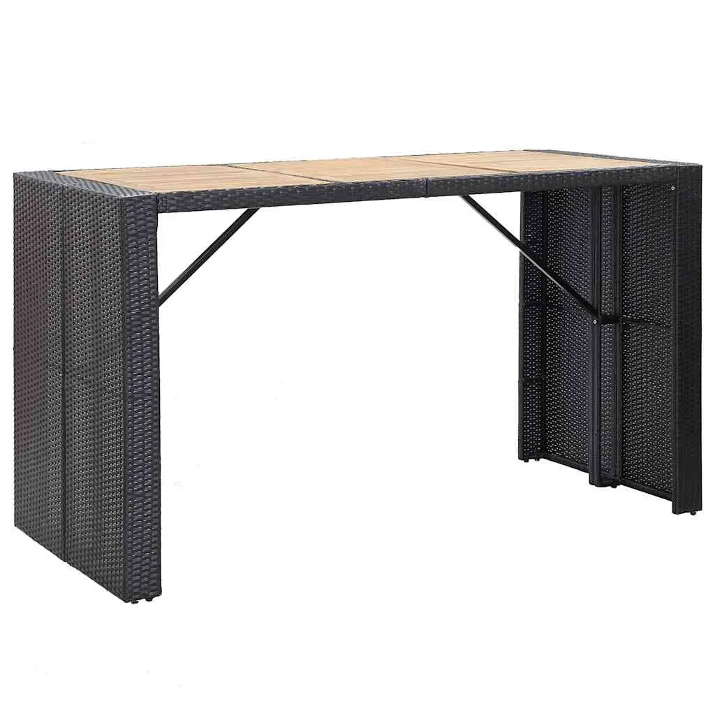 7 Piece Outdoor Bar Set with Cushions Poly Rattan Garden Patio Furniture Black