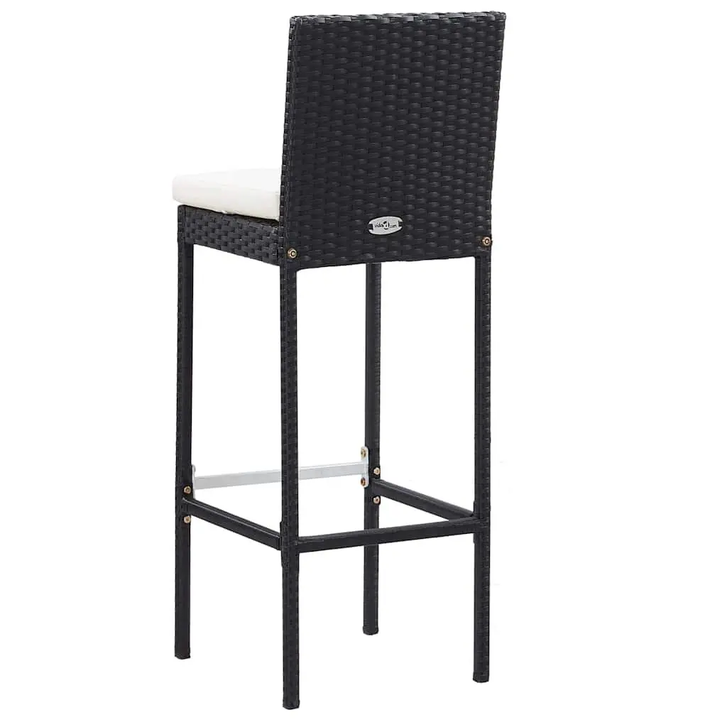 7 Piece Outdoor Bar Set with Cushions Poly Rattan Garden Patio Furniture Black