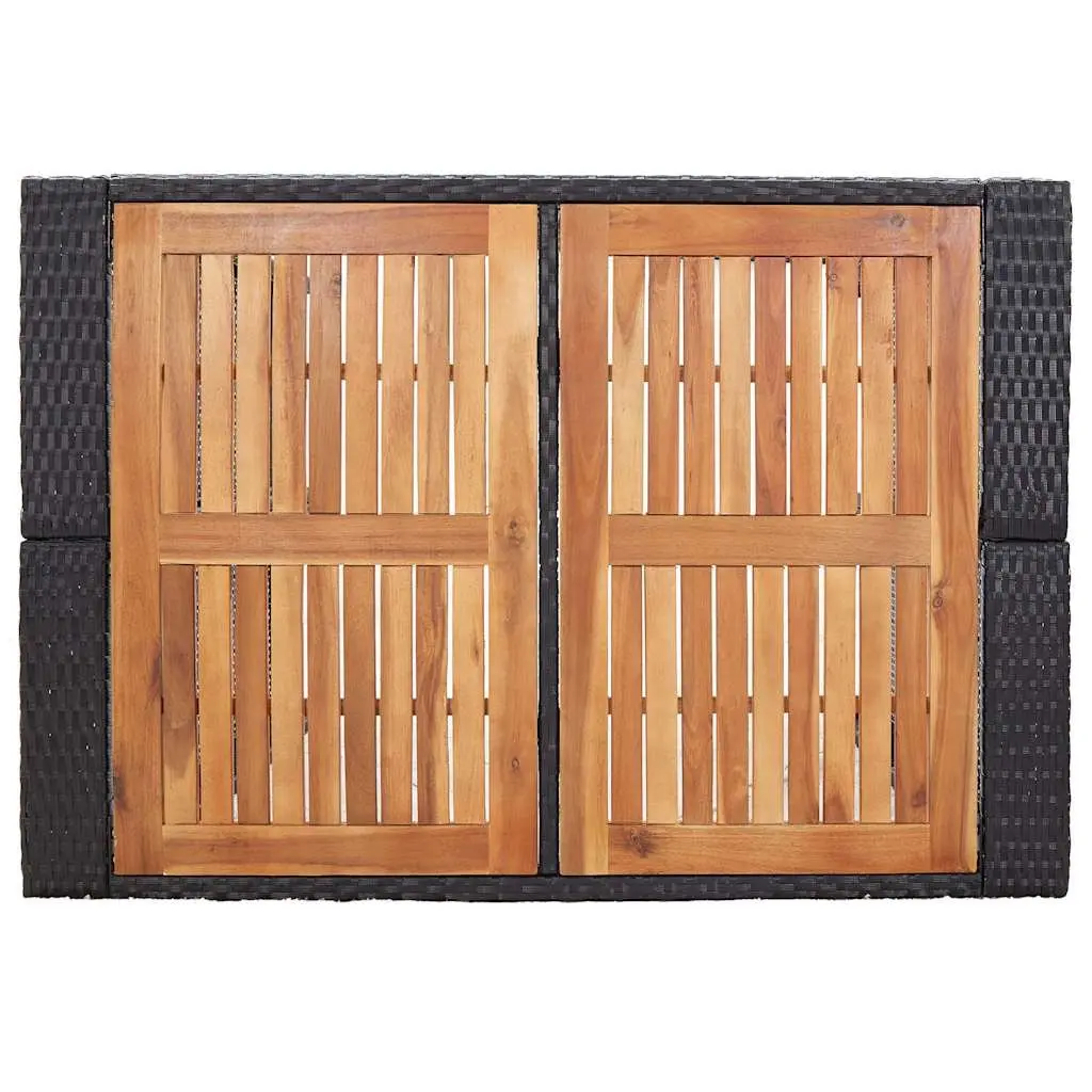 5 Piece Outdoor Bar Set Poly Rattan Acacia Wood Patio Furniture Black