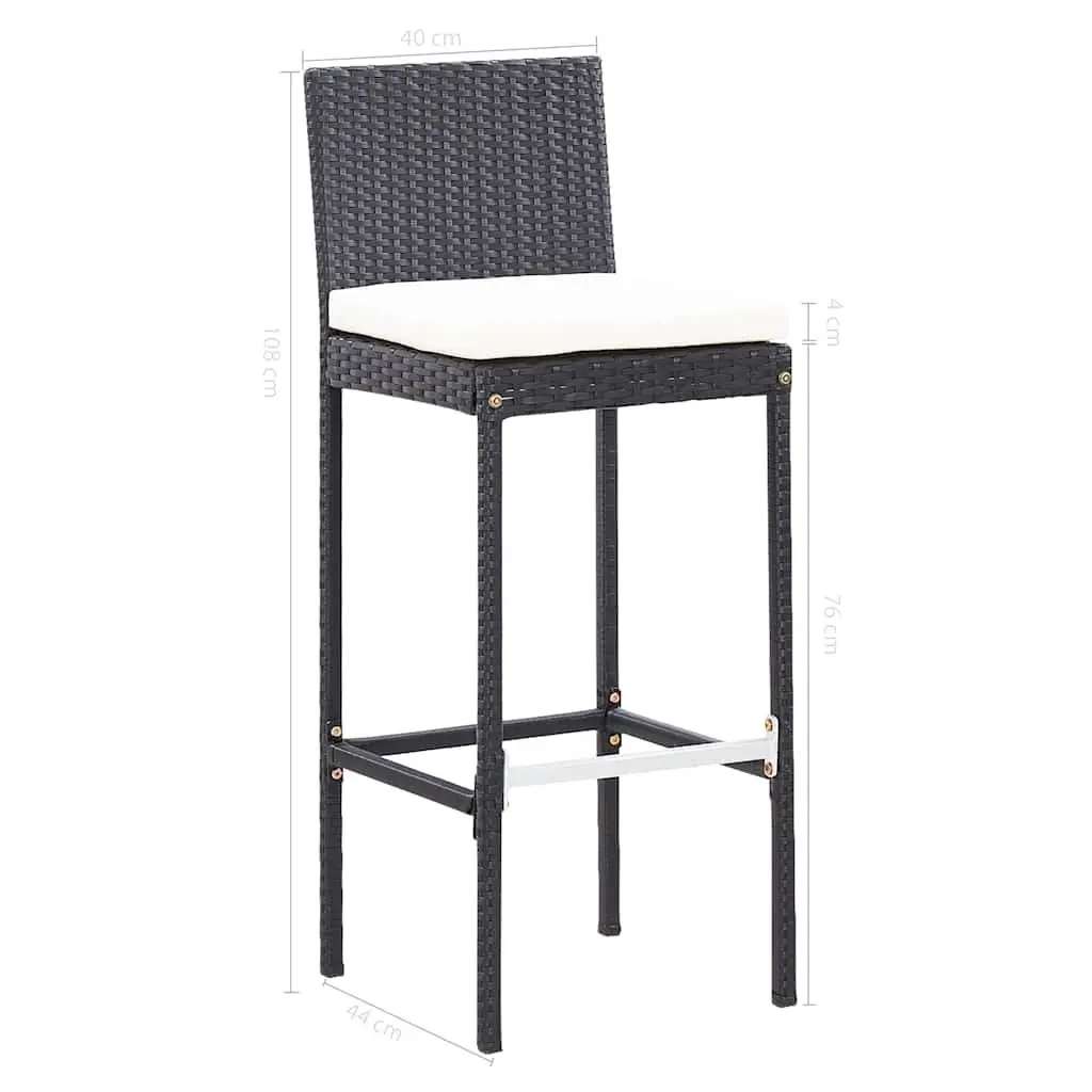 Outdoor Bar Set Black 9 Piece Poly Rattan Acacia Wood Patio Furniture