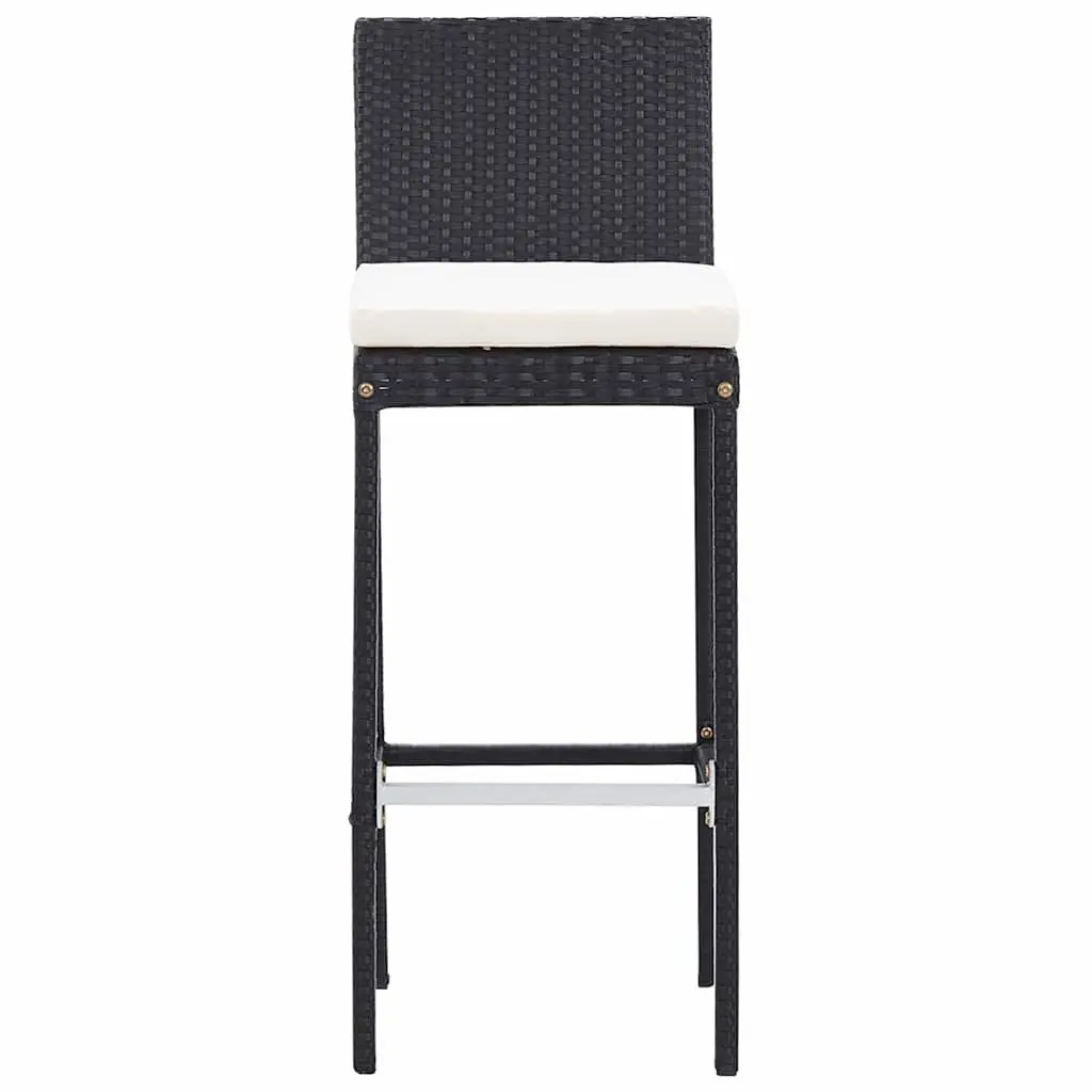 Outdoor Bar Set Black 9 Piece Poly Rattan Acacia Wood Patio Furniture