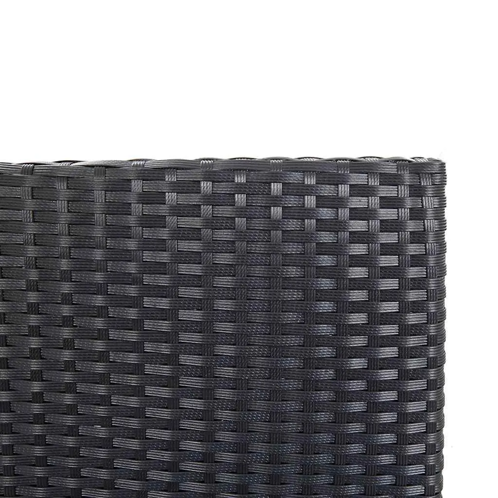 Outdoor Bar Set Black 9 Piece Poly Rattan Acacia Wood Patio Furniture