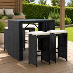 Compact and Stylish 5 Piece Outdoor Bar Set