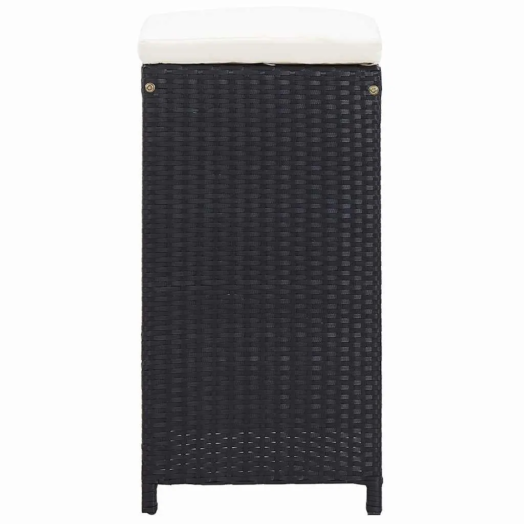 Outdoor Bar Set Black 9 Piece Poly Rattan Garden Patio Furniture Table Stools