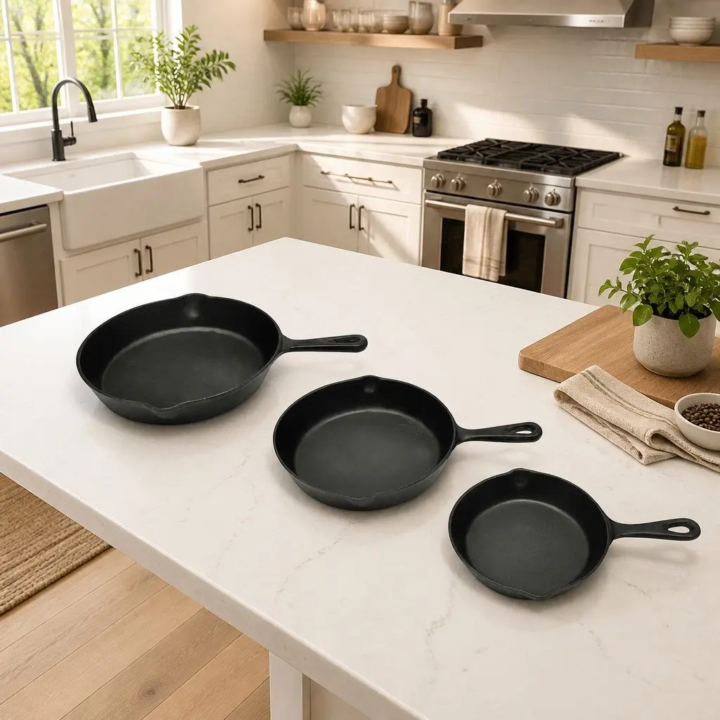 Cast Iron Grill Pans Black 3 Piece Extra Large Skillet Cookware