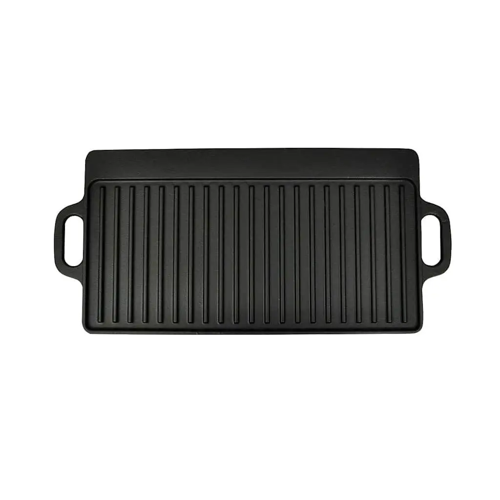 Cast Iron Grill Platter Black 50x23cm Double-Sided Griddle Cooking Surface