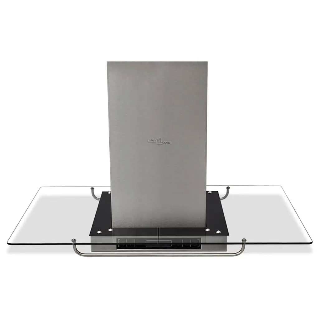 Island Mount Range Hood Silver LCD Display Touch Control 3 Speed Low Noise