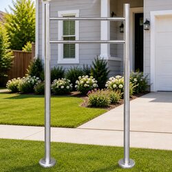Stainless Steel Mailbox Post Stand Silver Modern Design Dual Mount Support
