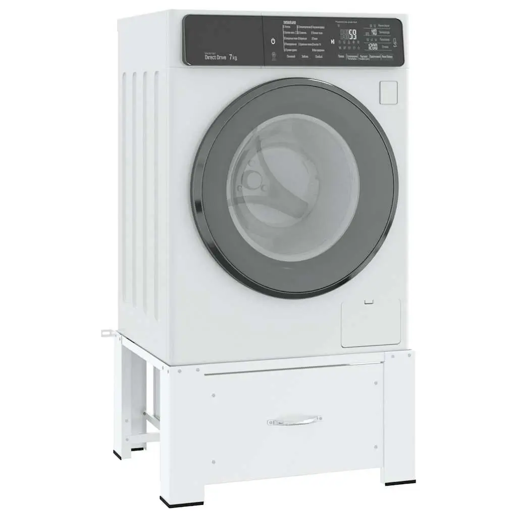 Washing Machine Pedestal Riser White with Storage Drawer