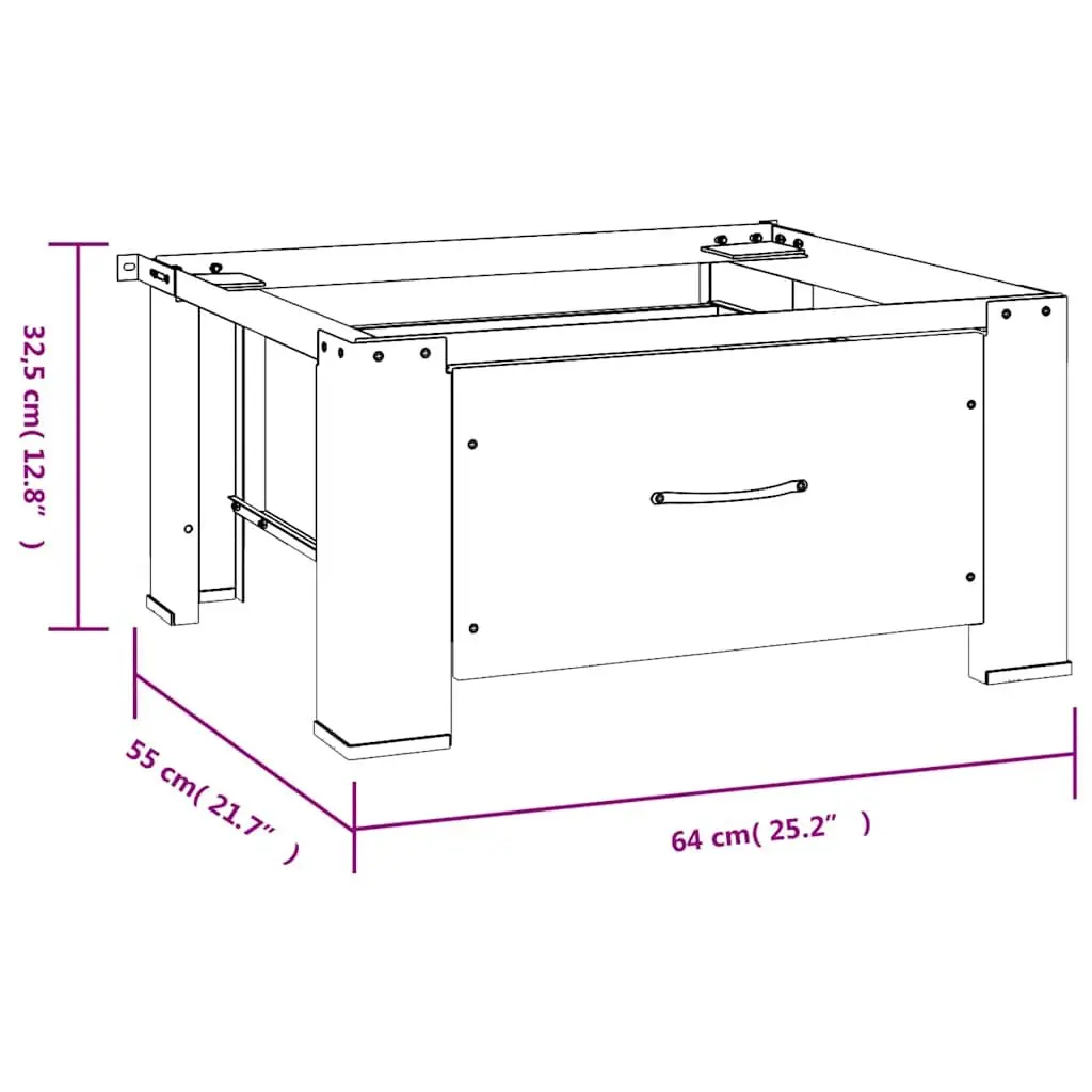 Washing Machine Pedestal Riser White with Storage Drawer