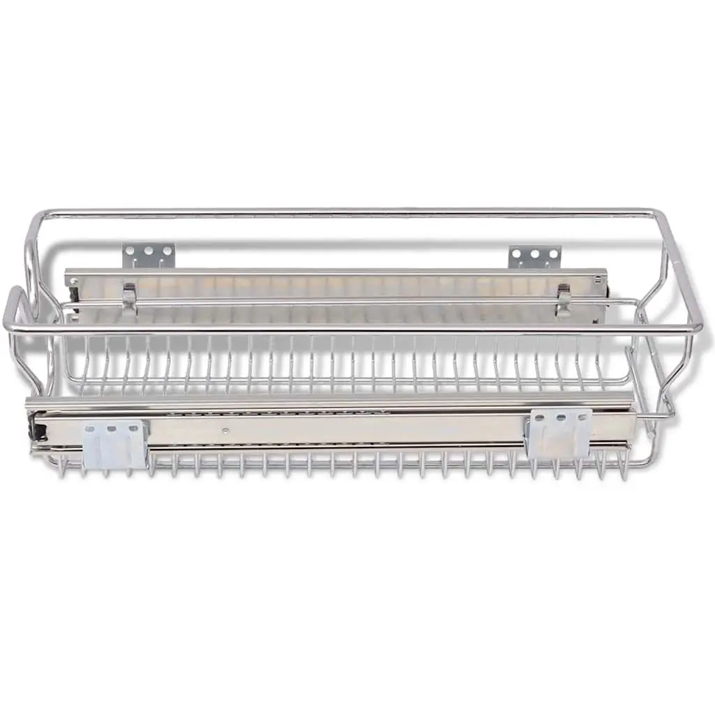 Pull-Out Wire Kitchen Baskets Silver 300mm Fully Extendable Runners