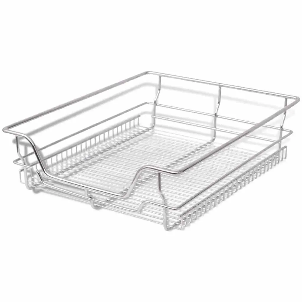Pull-Out Wire Baskets Silver 50 cm Fully Extendable Runners