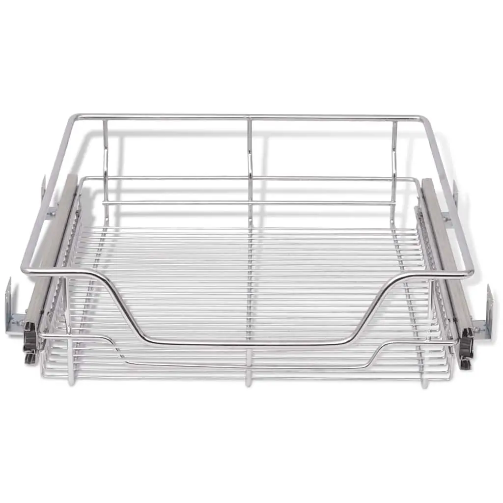Pull-Out Wire Baskets Silver 50 cm Fully Extendable Runners